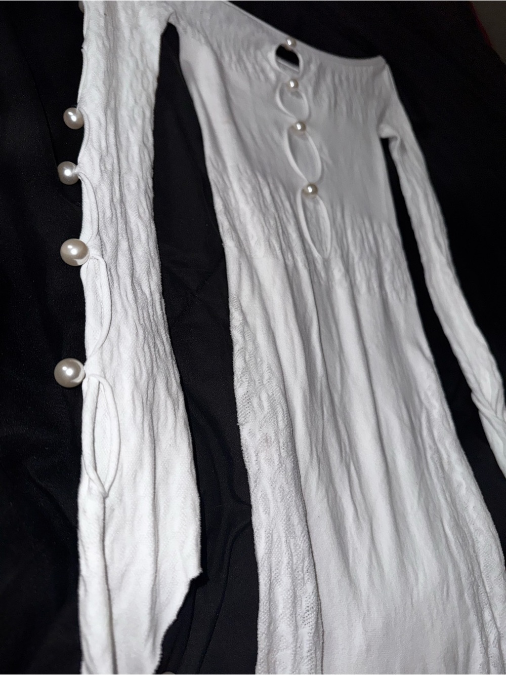 White Sheer Pearl Bodystocking